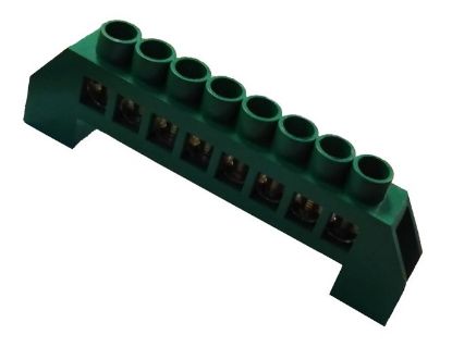 Picture of EARTH BAR TERMINAL INSULATED 100A 8-POLE GREEN P/MOUNT